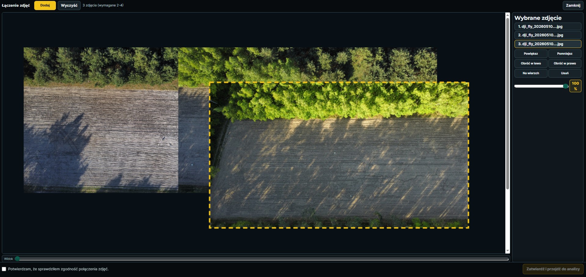 Panel &lstrok;&aogon;czenia kilku fotografii pola